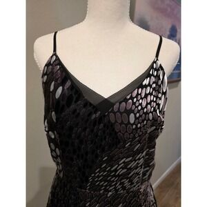 White House Black Market Velvet Burnout Slip Dress Midi Spaghetti Strap Sz 6